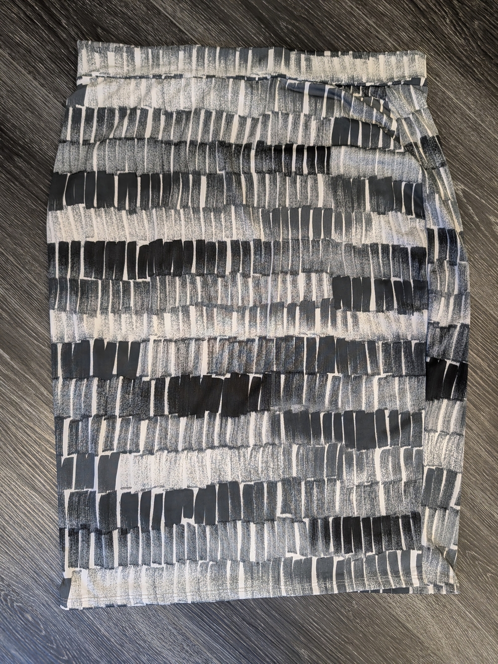Abstract Brushstroke Black & White Pencil Skirt
